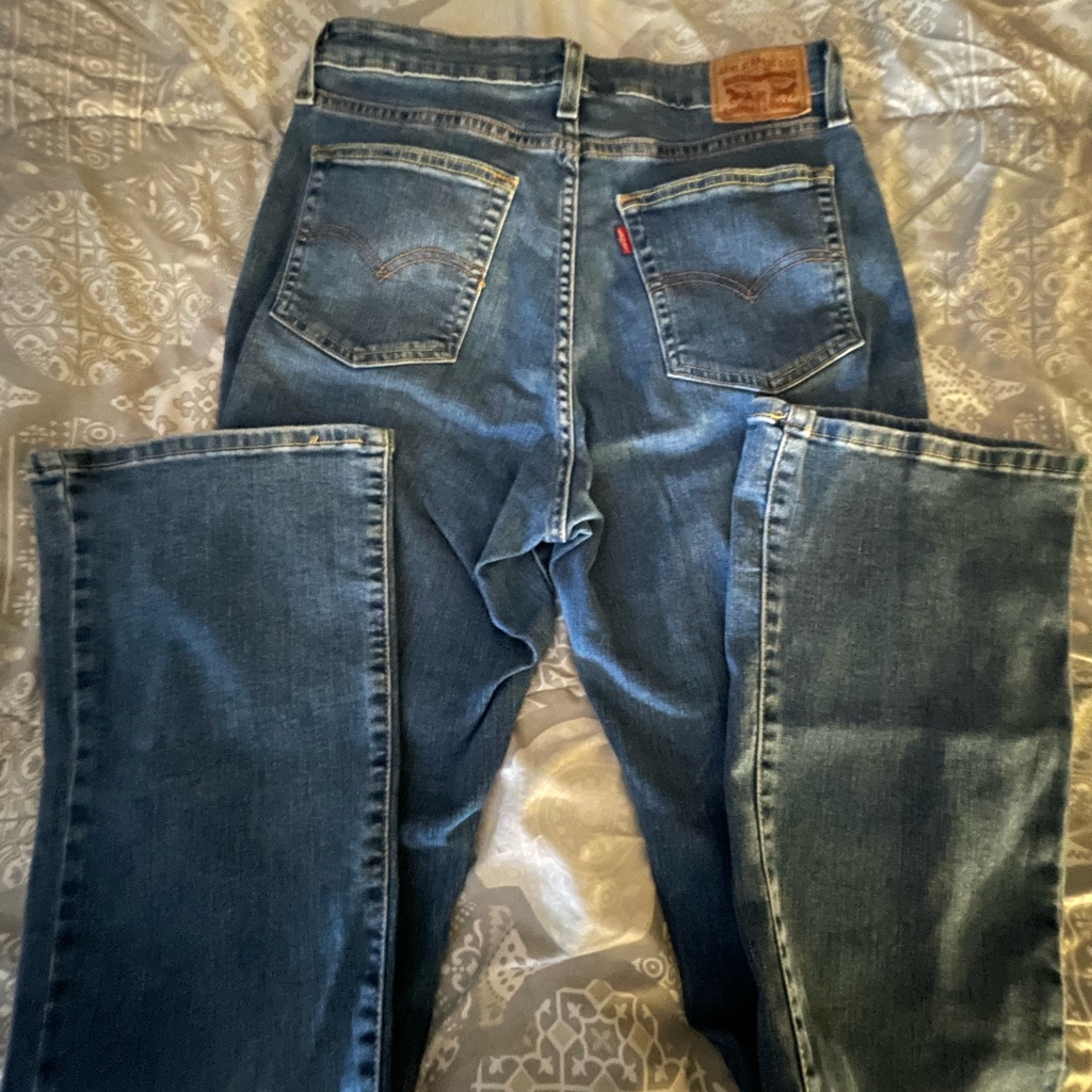 Levis 725 Jeans Womens Blue Denim High Rise Bootcut Stretch Distressed